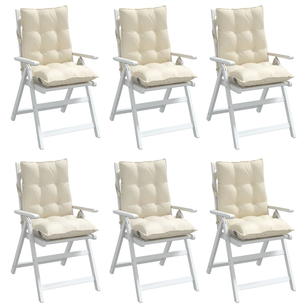 Cuscini per Sedia Schienale Basso 6 pz Crema in Tessuto Oxford | homemem39