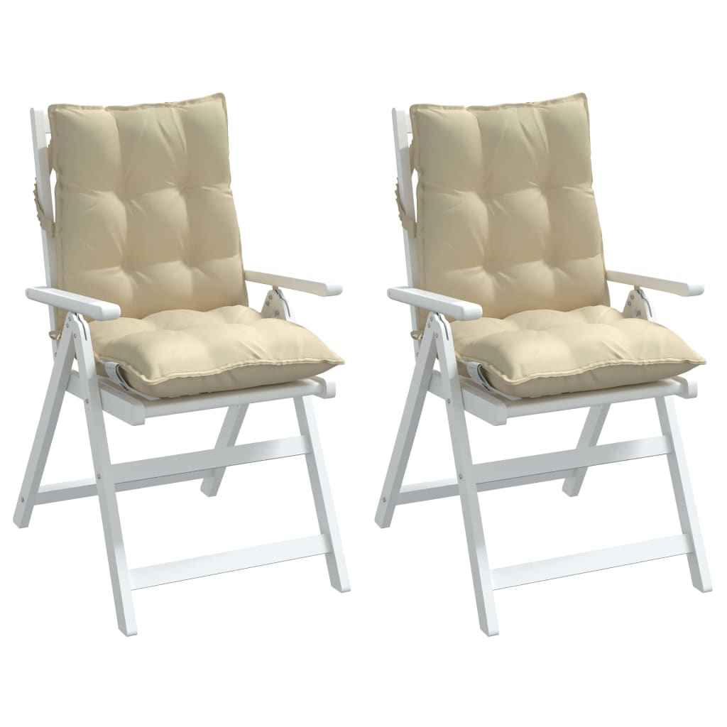 Cuscini per Sedia Schienale Basso 2 pz Beige in Tessuto Oxford | homemem39