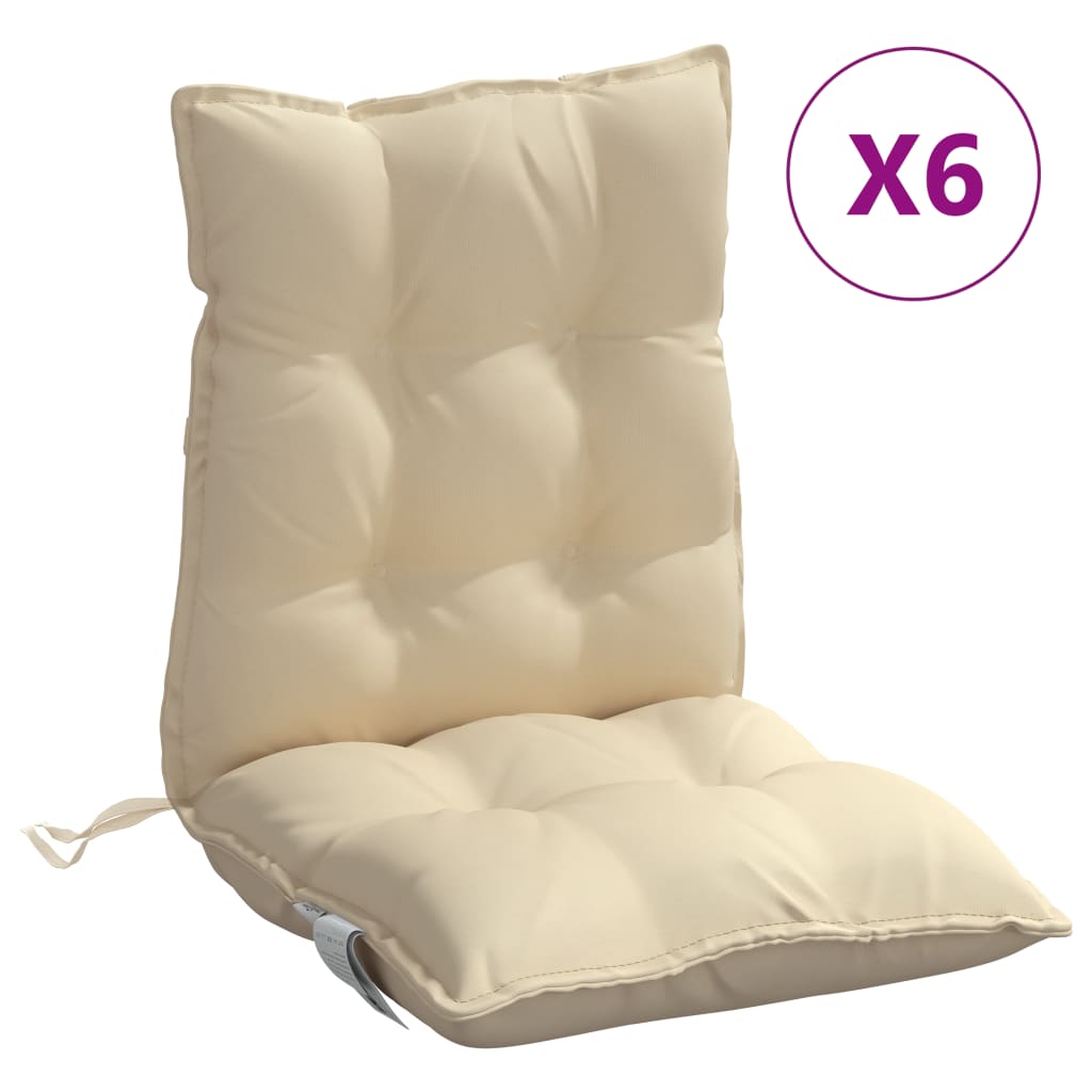 Cuscini per Sedia Schienale Basso 6 pz Beige in Tessuto Oxford | homemem39