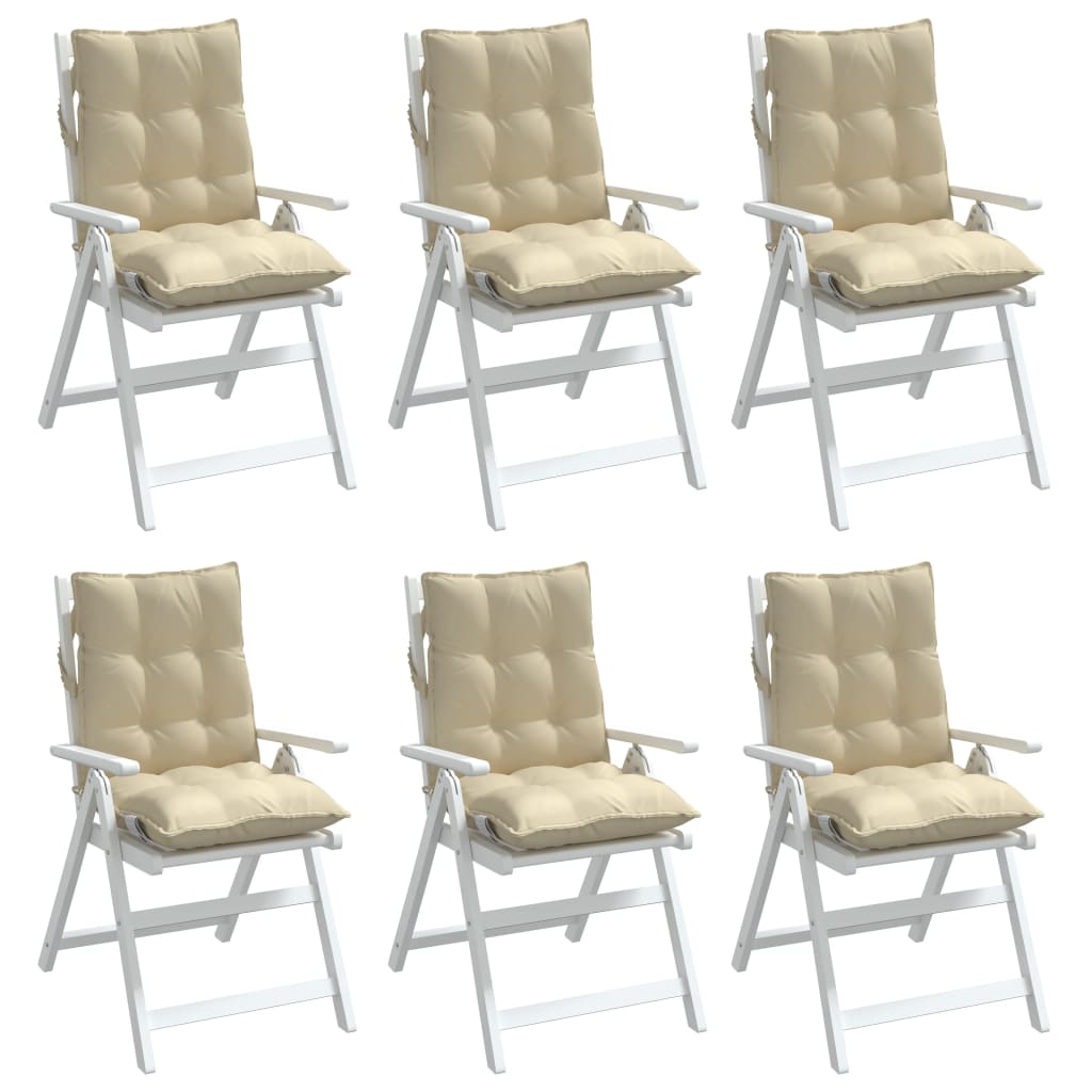 Cuscini per Sedia Schienale Basso 6 pz Beige in Tessuto Oxford | homemem39