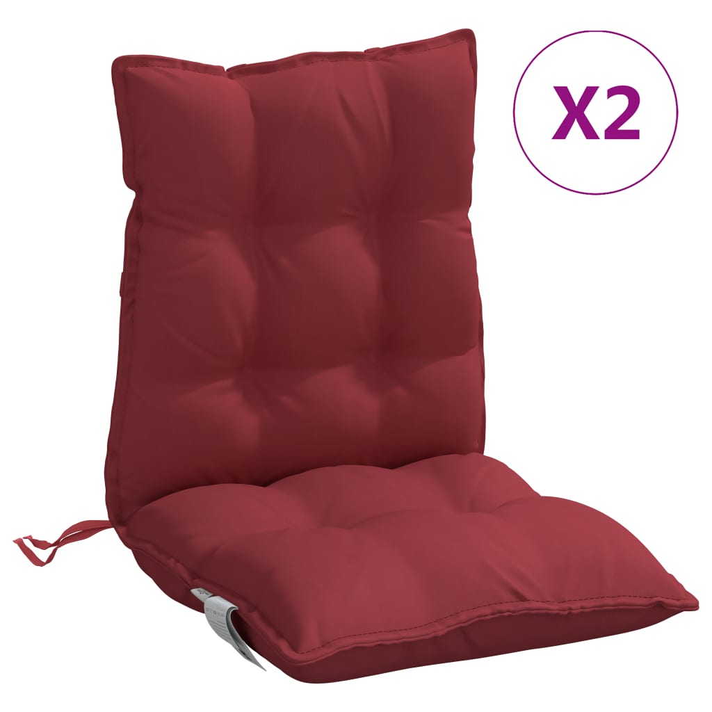 Cuscini per Sedia Schienale Basso 2pz Rosso Vino Tessuto Oxford | homemem39
