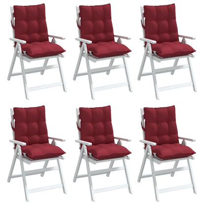 Cuscini per Sedia Schienale Basso 6pz Rosso Vino Tessuto Oxford | homemem39