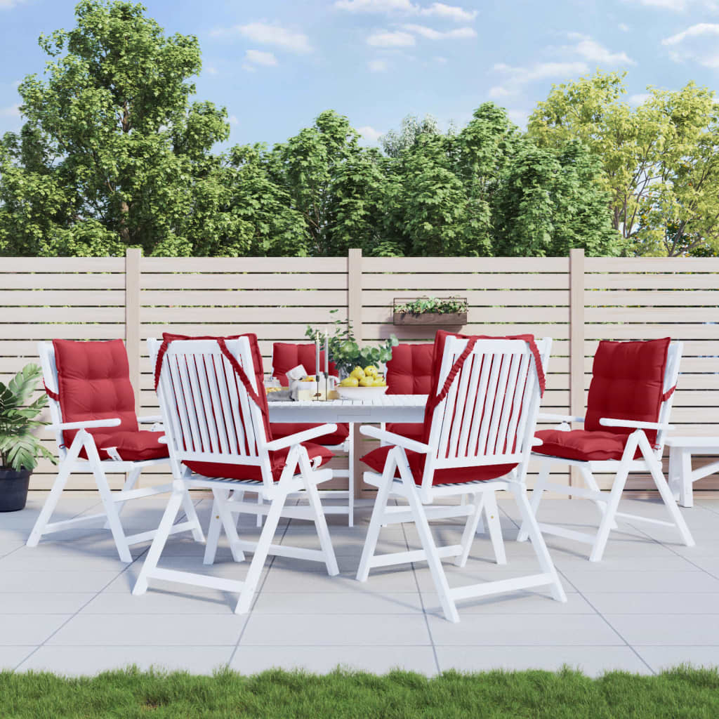 Cuscini per Sedia Schienale Basso 6pz Rosso Vino Tessuto Oxford | homemem39