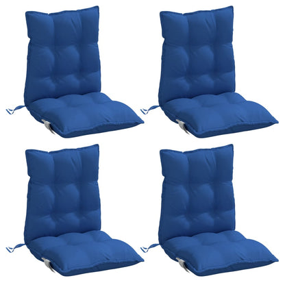 Cuscini Sedia con Schienale Basso 4 pz Blu Reale Tessuto Oxford