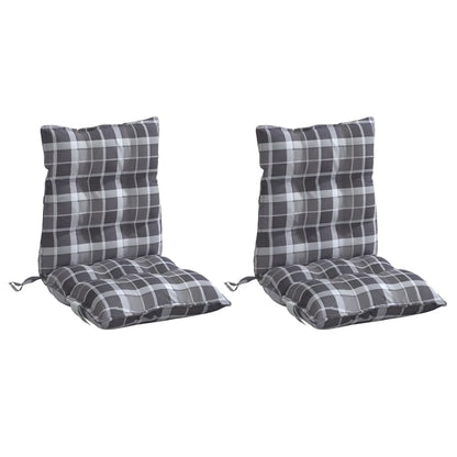 Cuscini Sedia Schienale Basso 2 pz Quadri Grigio Tessuto Oxford | homemem39