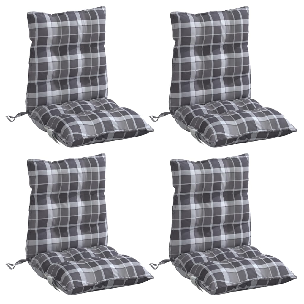 Cuscini Sedia Schienale Basso 4 pz Quadri Grigio Tessuto Oxford | homemem39