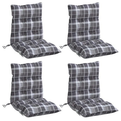 Cuscini Sedia Schienale Basso 4 pz Quadri Grigio Tessuto Oxford | homemem39