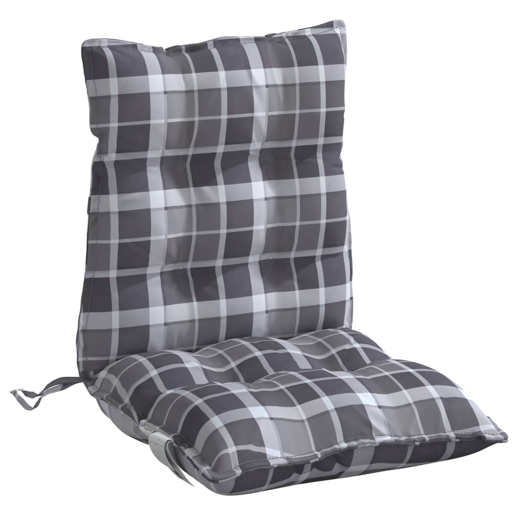 Cuscini Sedia Schienale Basso 4 pz Quadri Grigio Tessuto Oxford | homemem39