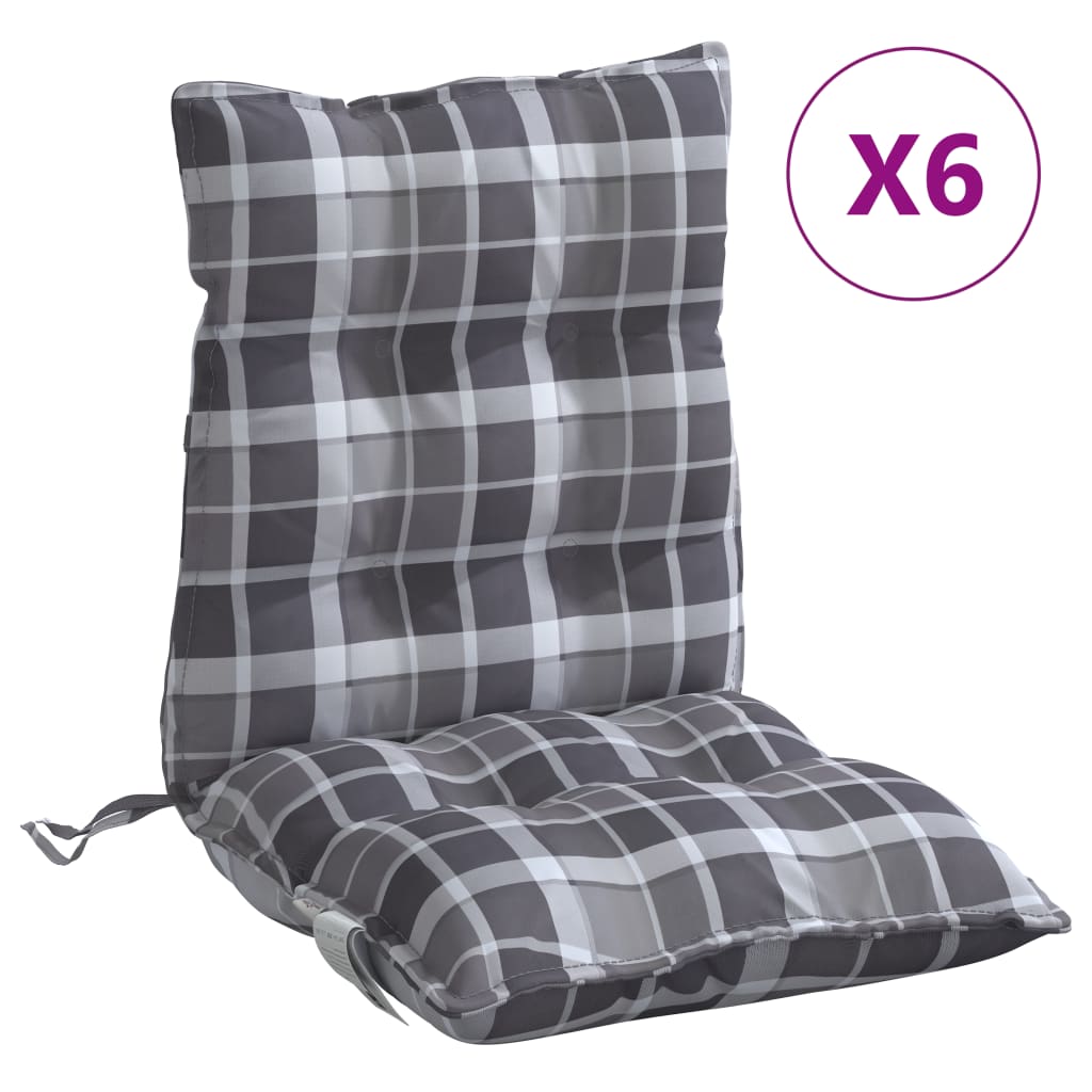 Cuscini Sedia Schienale Basso 6 pz Quadri Grigio Tessuto Oxford | homemem39