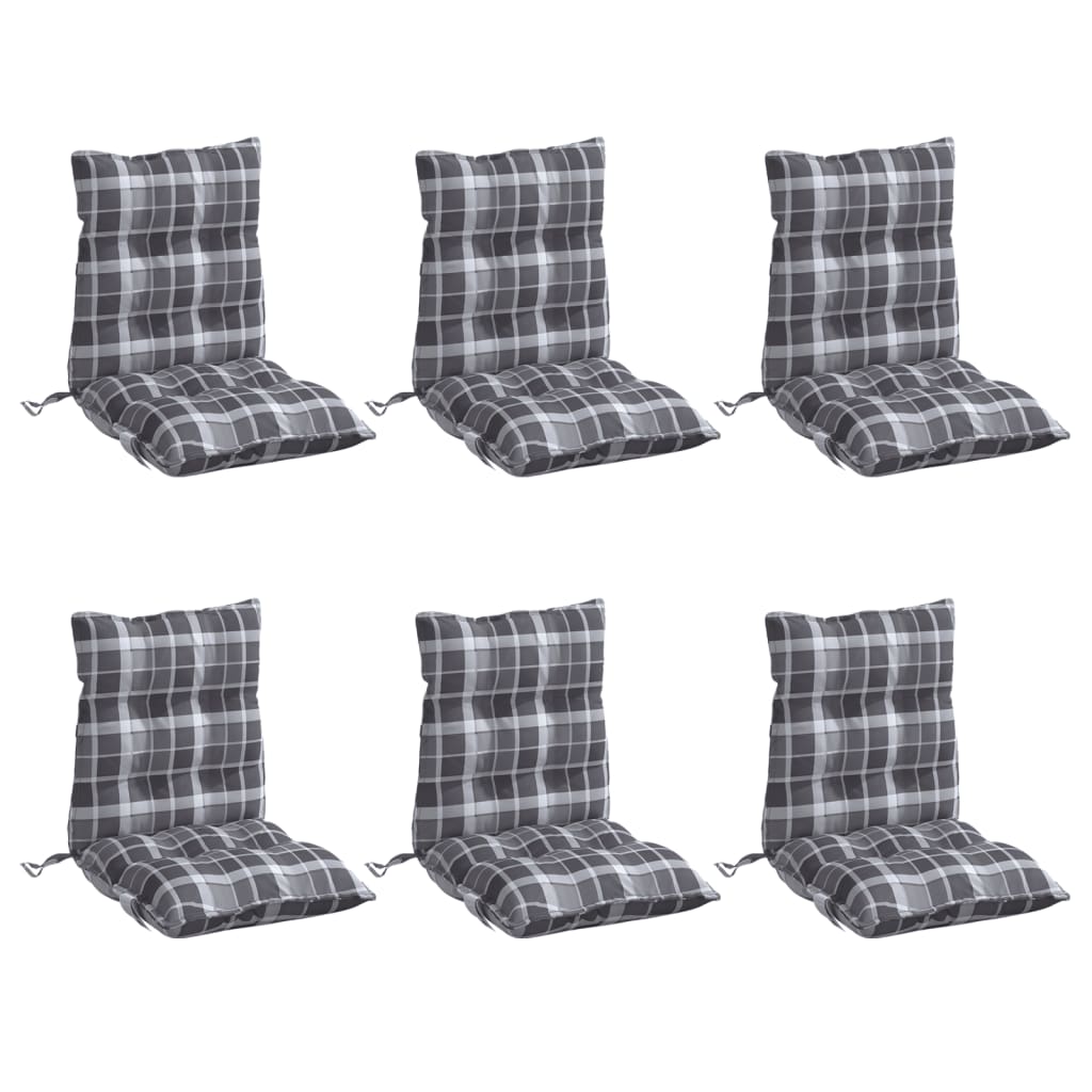 Cuscini Sedia Schienale Basso 6 pz Quadri Grigio Tessuto Oxford | homemem39