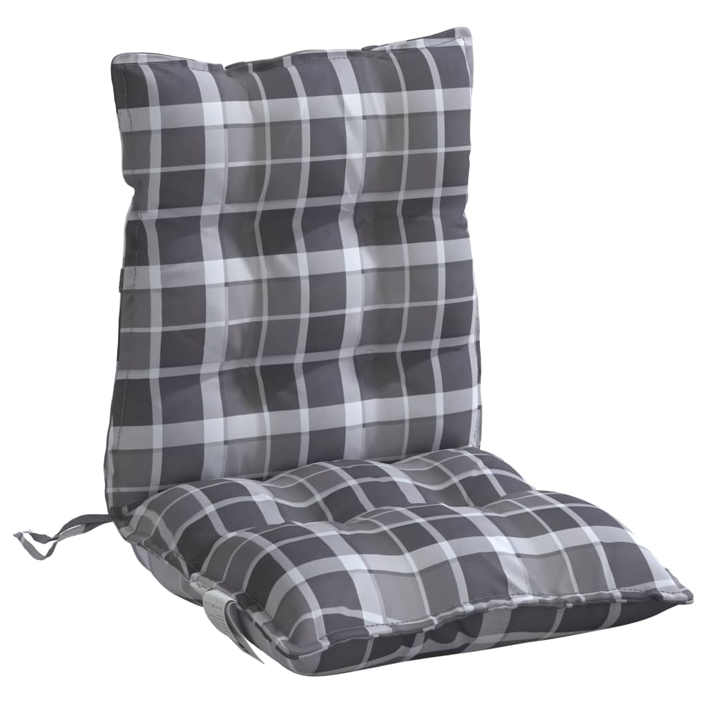 Cuscini Sedia Schienale Basso 6 pz Quadri Grigio Tessuto Oxford | homemem39