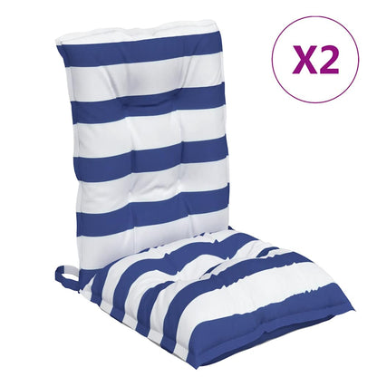 Cuscini Sedia Schienale Basso 2 pz a Righe Blu e Bianche Oxford | homemem39