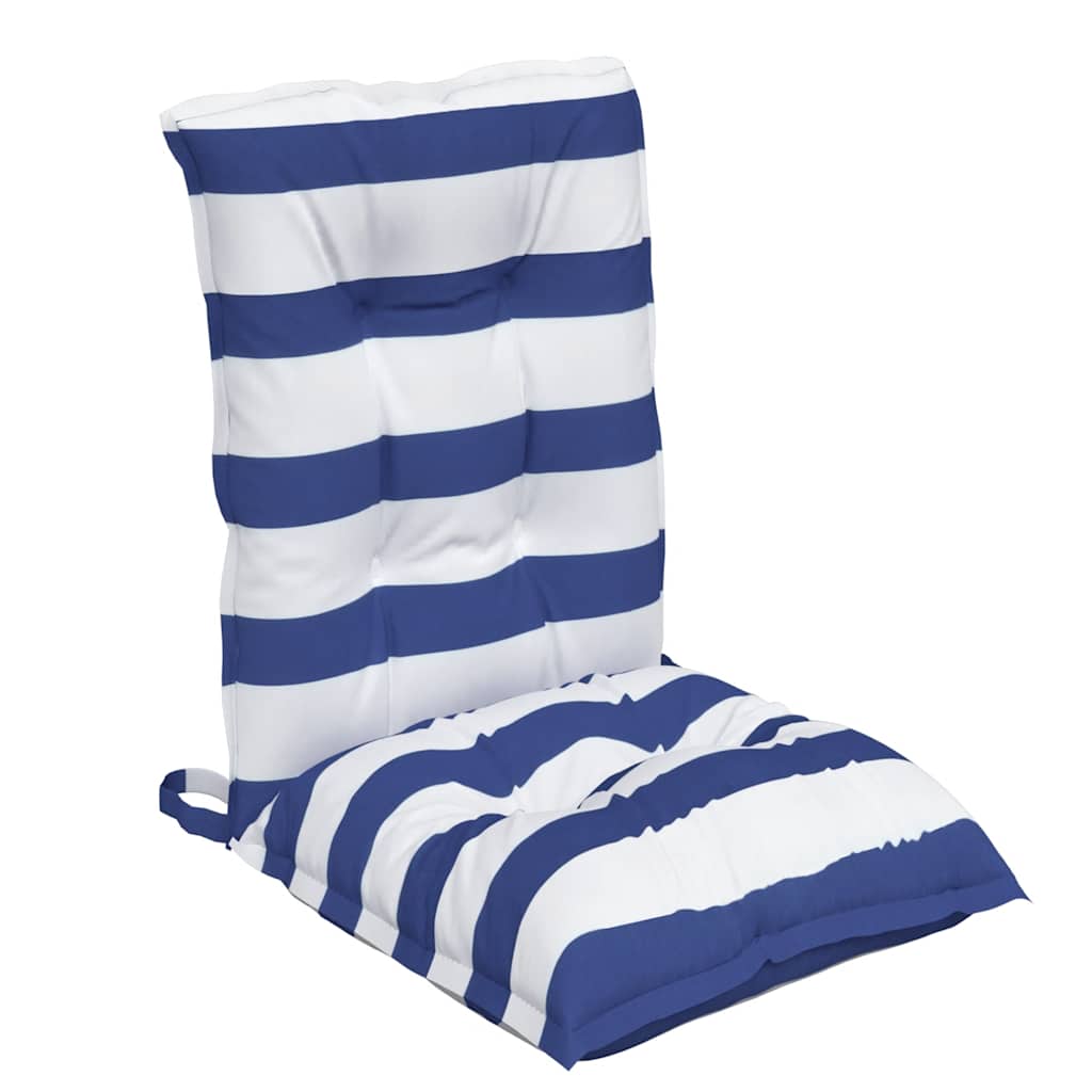 Cuscini Sedia Schienale Basso 6 pz a Righe Blu e Bianche Oxford
