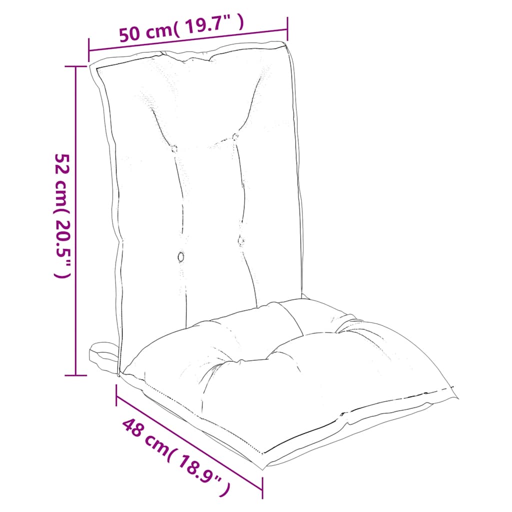 Cuscini Sedia Schienale Basso 6 pz a Righe Blu e Bianche Oxford