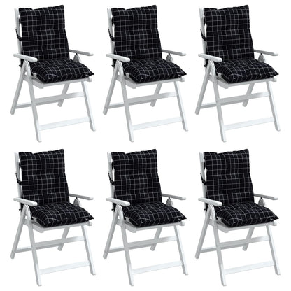 Cuscini Sedia Schienale Basso 6 pz Quadri Nero Tessuto Oxford | homemem39