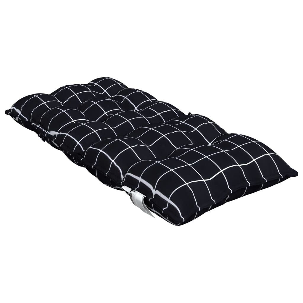 Cuscini Sedia Schienale Basso 6 pz Quadri Nero Tessuto Oxford | homemem39