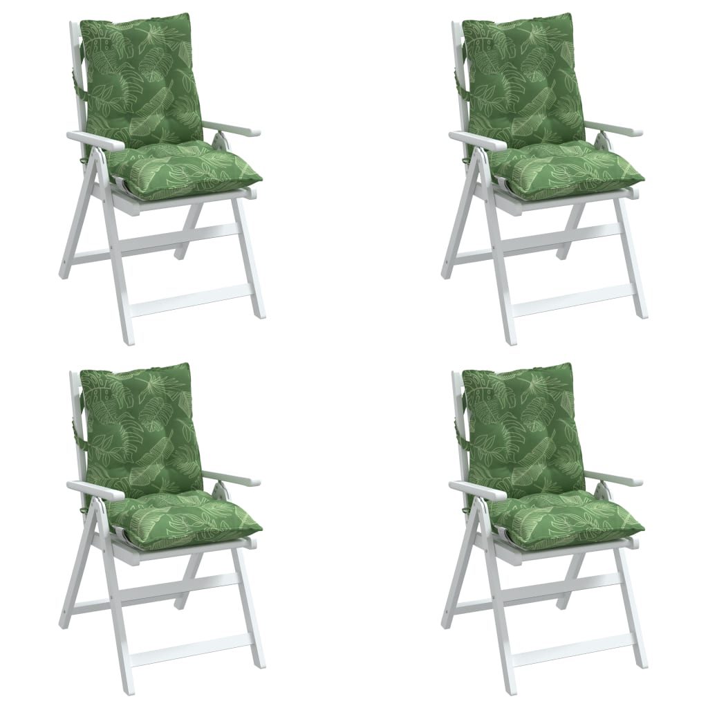 Cuscini Sedia Schienale Basso 4 pz Motivo Foglie Tessuto Oxford | homemem39