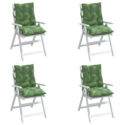 Cuscini Sedia Schienale Basso 4 pz Motivo Foglie Tessuto Oxford | homemem39