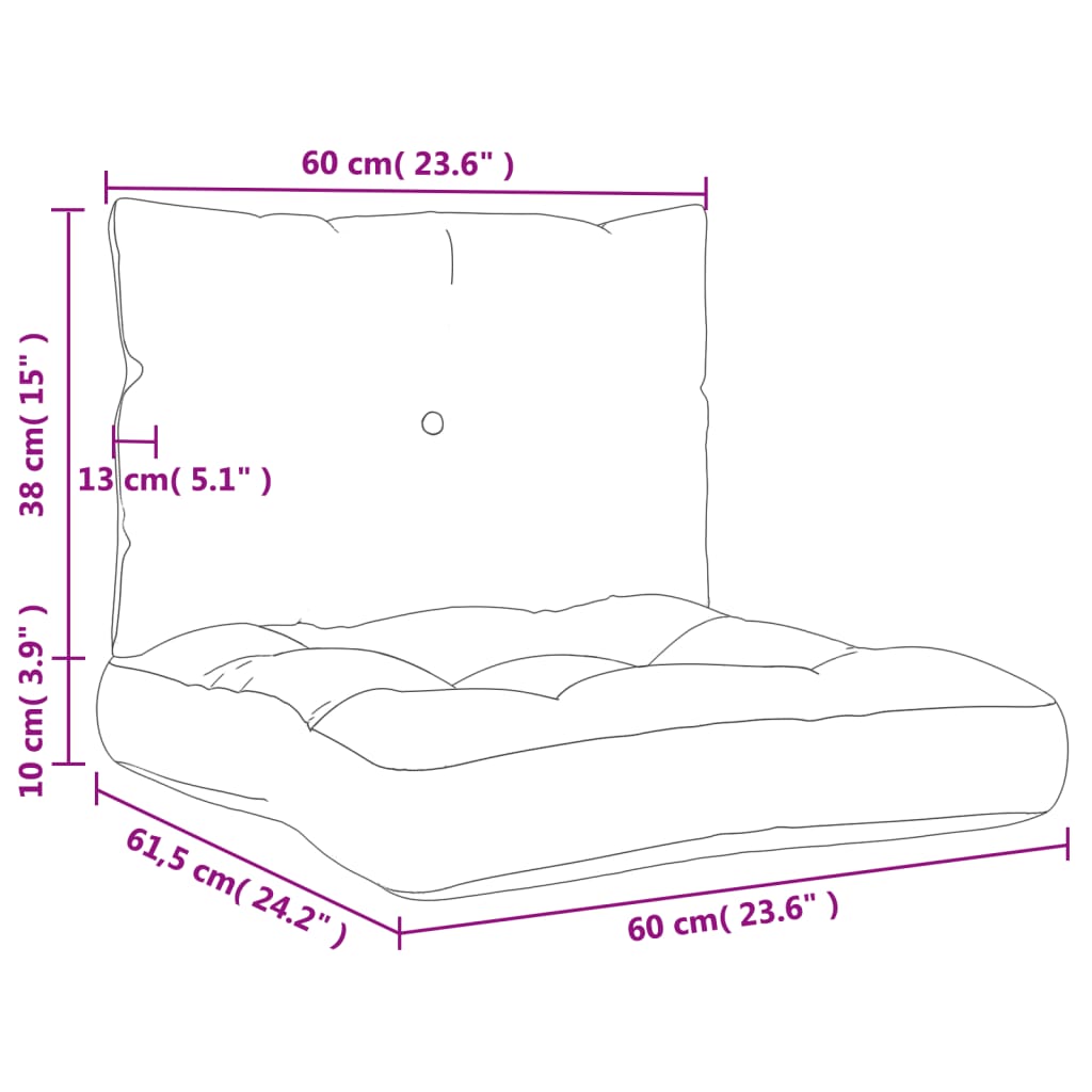 Set Cuscini per Pallet Blu Marino 60x38x13 cm in Tessuto