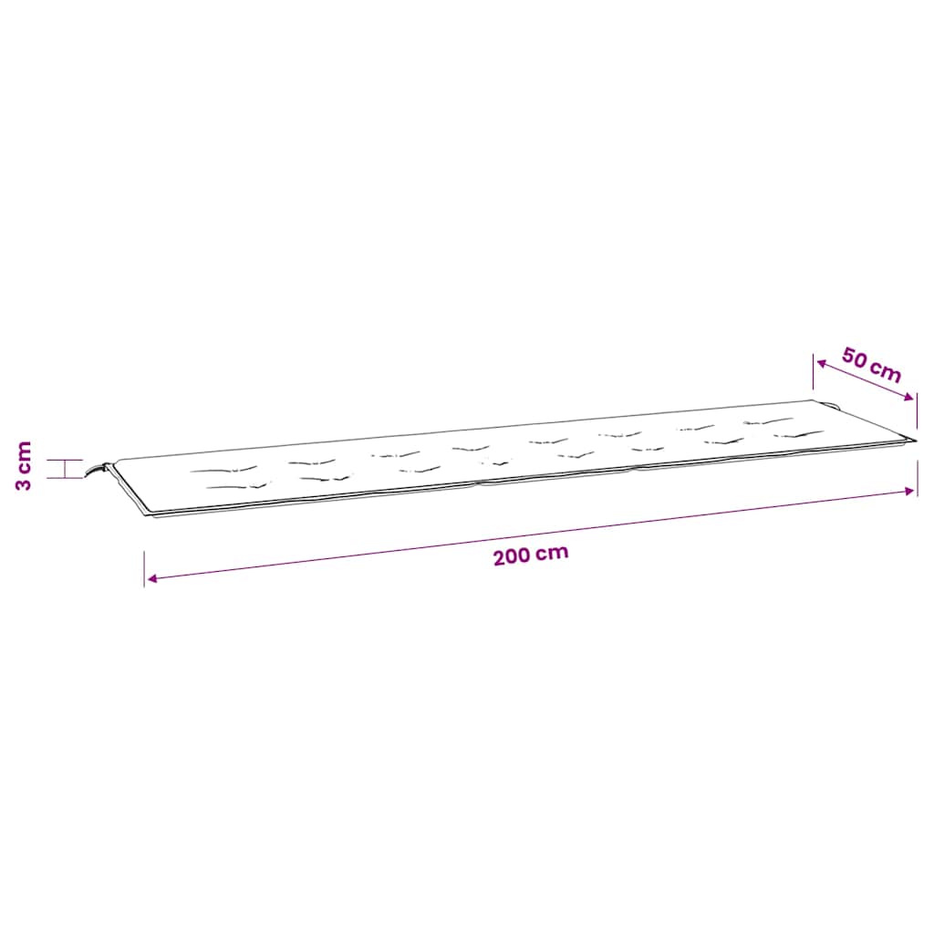 Cuscino Panca da Giardino Blu Marino 200x50x3 cm Tessuto Oxford