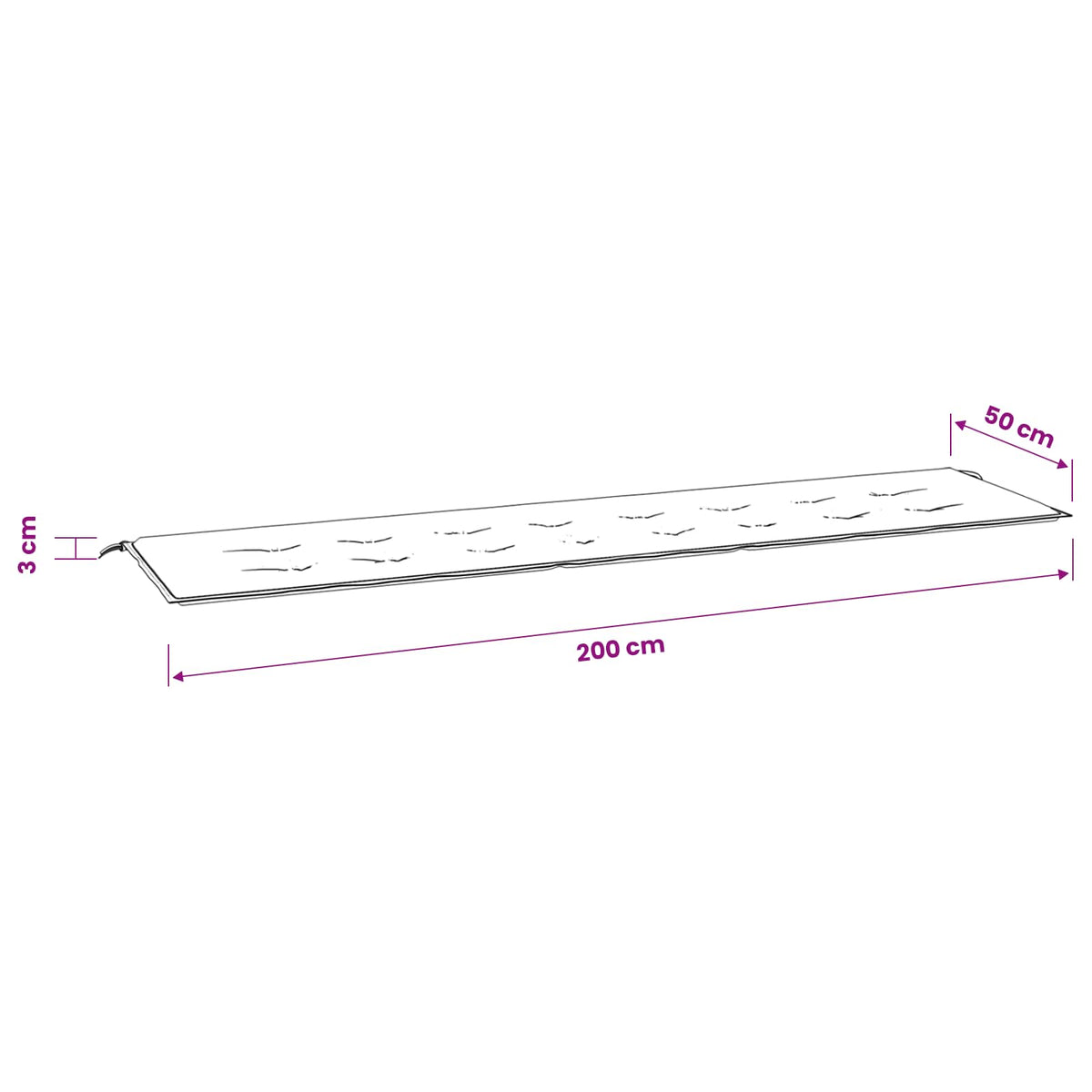 Cuscino Panca da Giardino Blu Marino 200x50x3 cm Tessuto Oxford