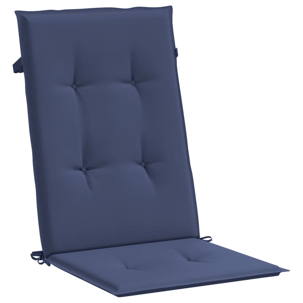 High Back Chair Cushions 6 pcs Navy Blue Fabric