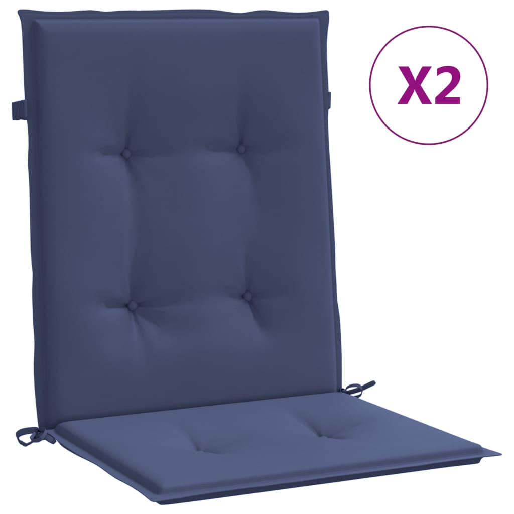 Cuscini Sedia Schienale Basso 2 pz Blu Marino in Tessuto | homemem39