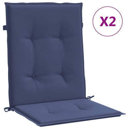 Low Back Chair Cushions 2 pcs Navy Blue Fabric