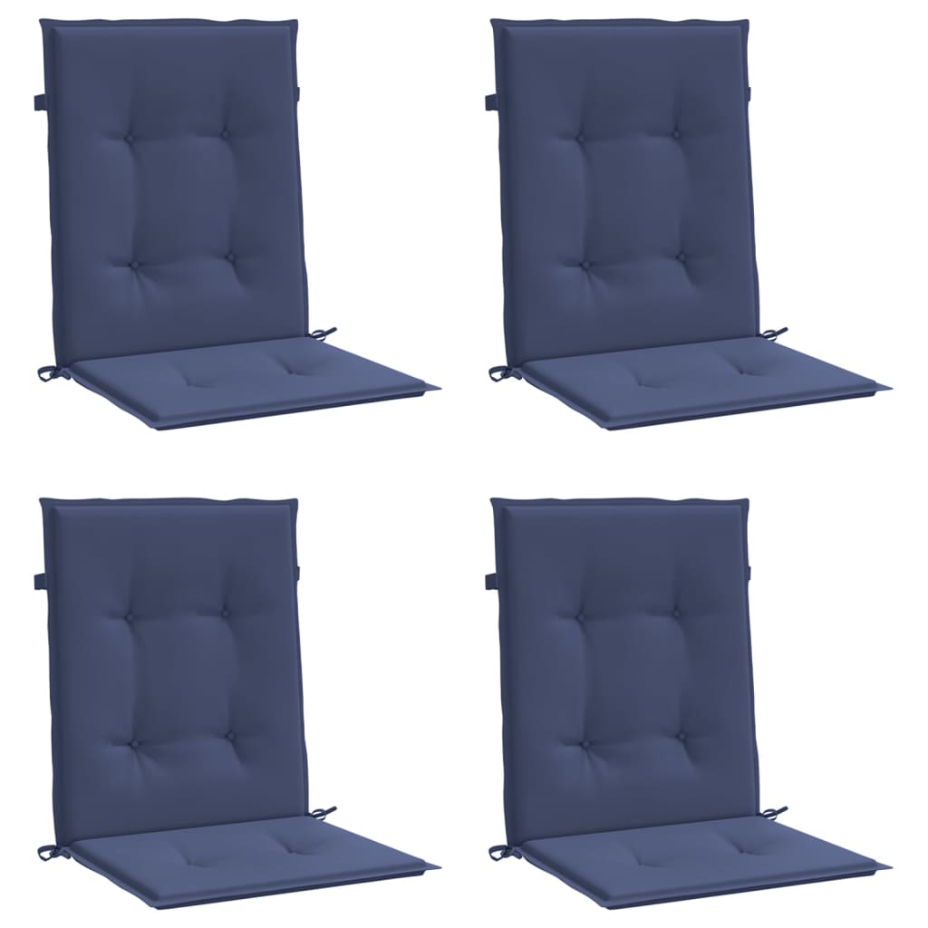 Low Back Chair Cushions 4 pcs Navy Blue Fabric