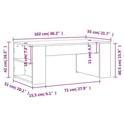 Tavolino da Salotto Bianco 102x55x42 cm in Legno Multistrato | homemem39