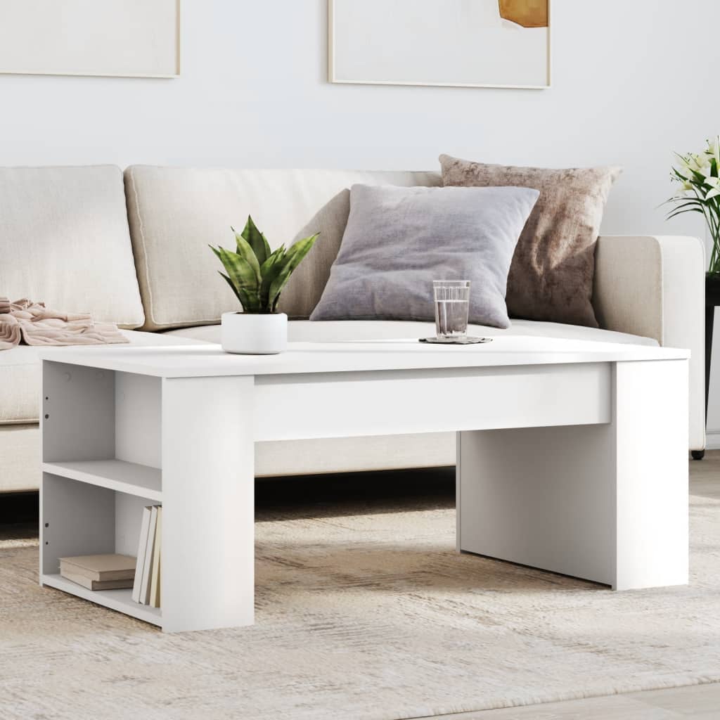 Tavolino da Salotto Bianco 102x55x42 cm in Legno Multistrato | homemem39