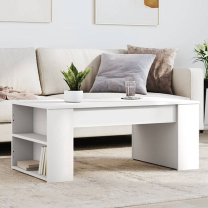 Tavolino da Salotto Bianco 102x55x42 cm in Legno Multistrato