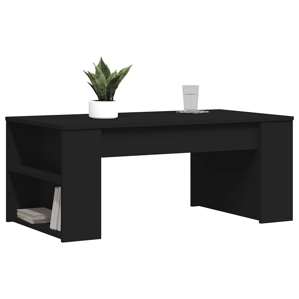 Tavolino da Salotto Nero 102x55x42 cm in Legno Multistrato