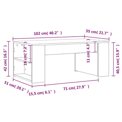 Tavolino da Salotto Nero 102x55x42 cm in Legno Multistrato