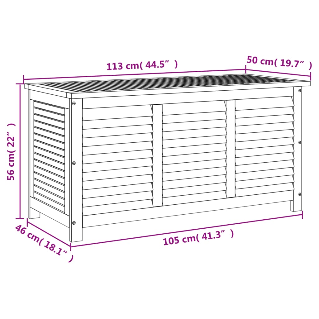 Contenitore Giardino con Feritoia 113x50x56cm Massello Acacia