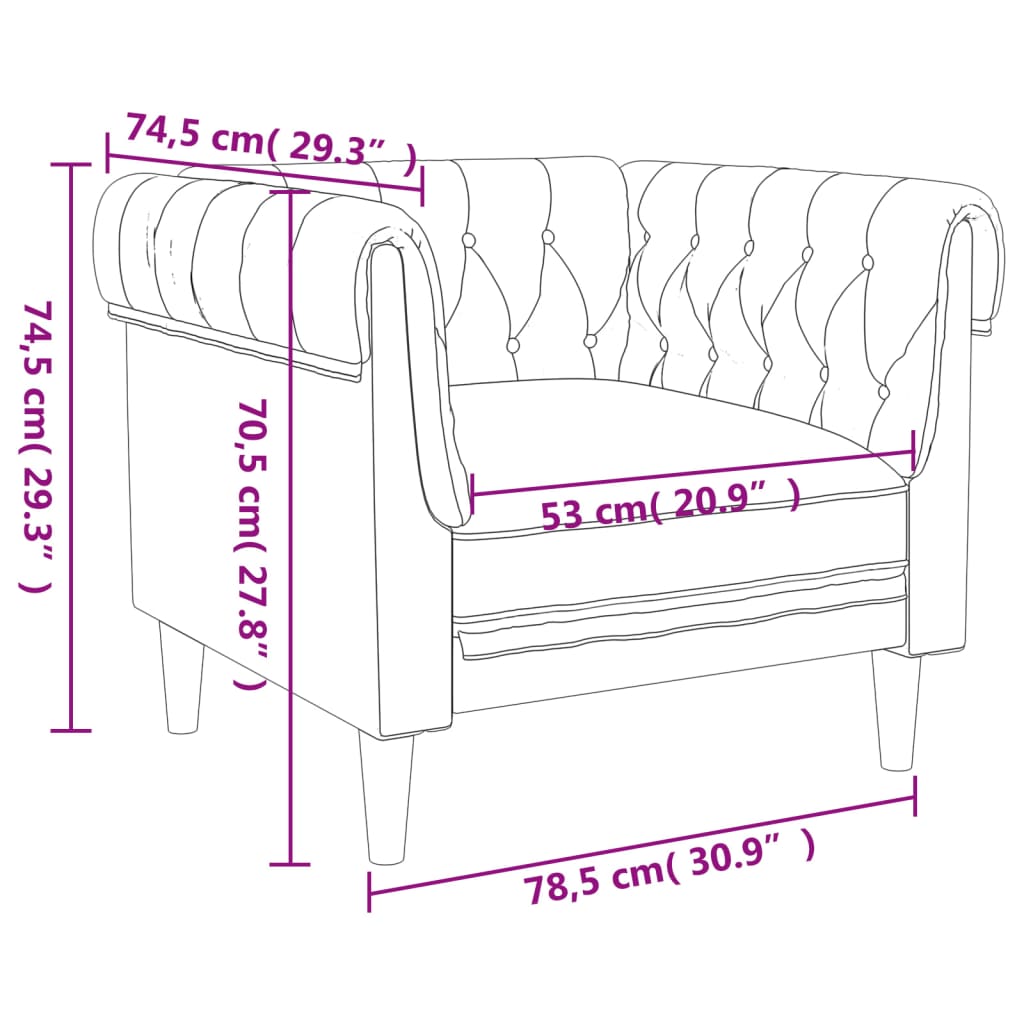 Poltrona Chesterfield Grigio Scuro in Tessuto