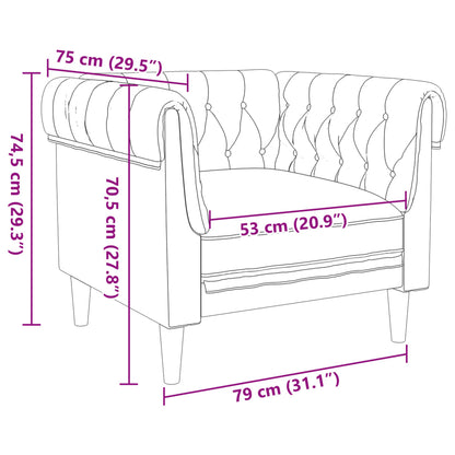 Poltrona Chesterfield Marrone in Tessuto