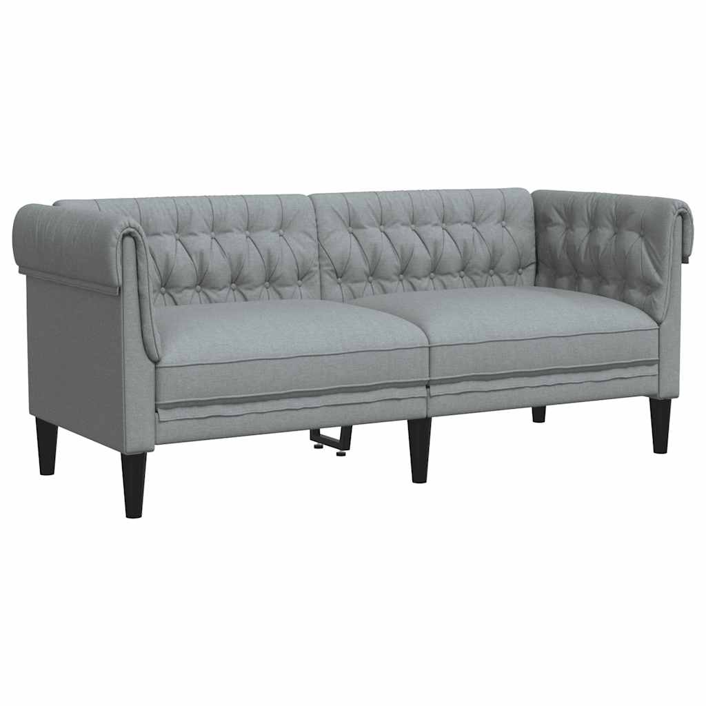 Divano Chesterfield a 2 Posti Grigio Chiaro in Tessuto - homemem39