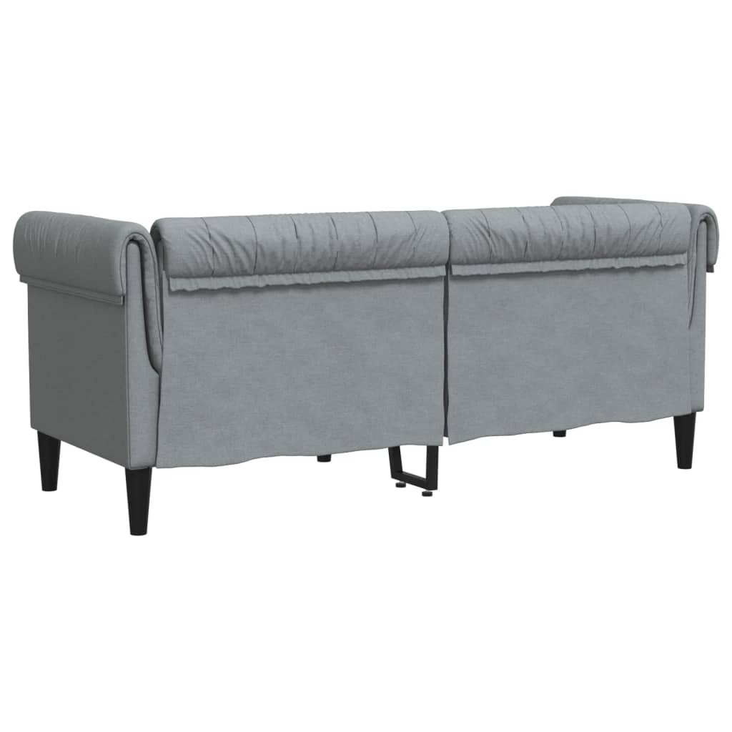 Hellgraues 2-Sitzer-Chesterfield-Sofa aus Stoff