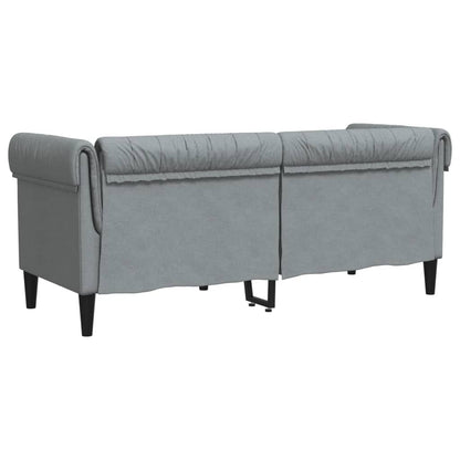 Hellgraues 2-Sitzer-Chesterfield-Sofa aus Stoff