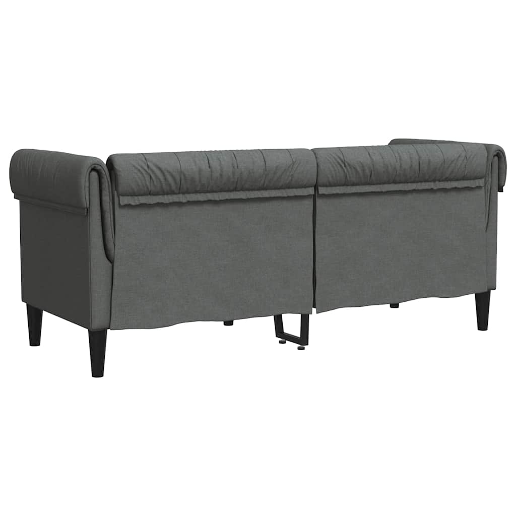 Divano Chesterfield a 2 Posti Grigio Scuro in Tessuto - homemem39