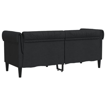 Divano Chesterfield a 2 Posti Nero in Tessuto