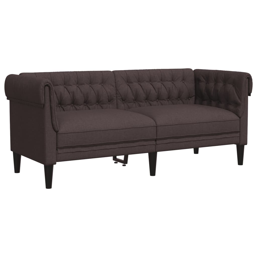 2-Sitzer-Chesterfield-Sofa aus dunkelbraunem Stoff