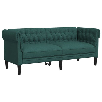 Divano Chesterfield a 2 Posti Verde Scuro in Tessuto