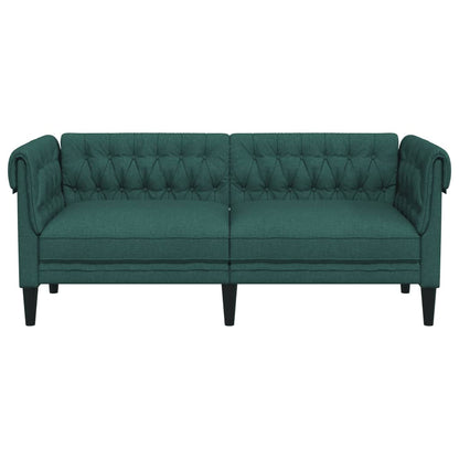 Divano Chesterfield a 2 Posti Verde Scuro in Tessuto