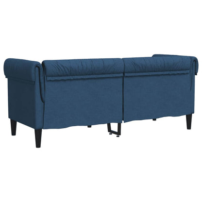 Divano Chesterfield a 2 Posti Blu in Tessuto