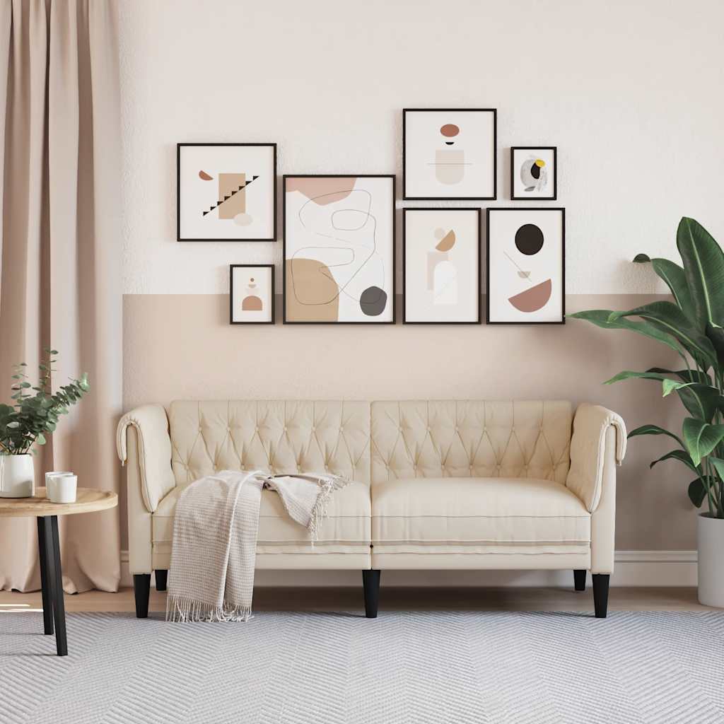 Divano Chesterfield a 2 Posti in Lino - homemem39