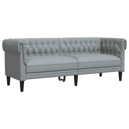 Divano Chesterfield a 3 Posti Grigio Chiaro in Tessuto - homemem39