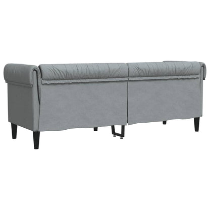 Divano Chesterfield a 3 Posti Grigio Chiaro in Tessuto