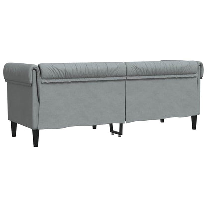 Divano Chesterfield a 3 Posti Grigio Chiaro in Tessuto - homemem39